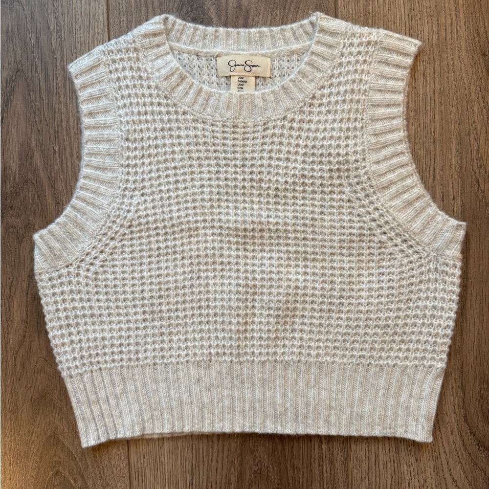 Gray Knit Sleeveless Sweater Vest